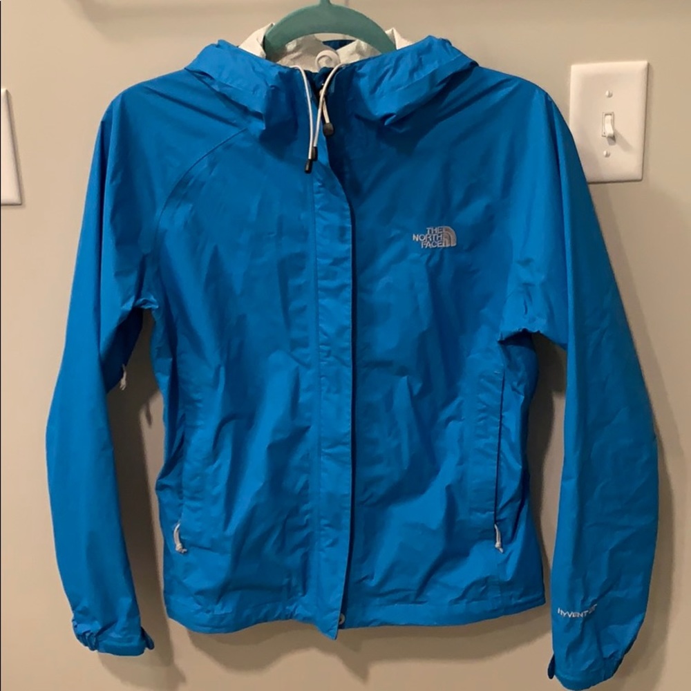 Blue North Face rain jacket